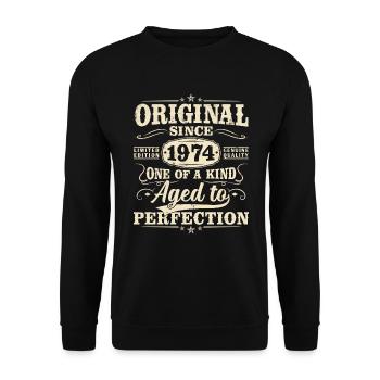 Original depuis 1974 Vintage cadeau d’anniversaire - Sweat-shirt Unisexe - noir - Devant - Alina (178cm) & Michal (187cm)