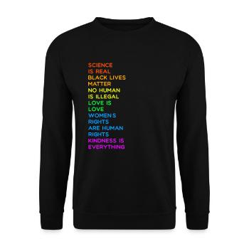 LA SCIENCE EST REELLE BLACK LIVES MATTER LGBT LOVE LEFT - Sweat-shirt Unisexe - noir - Devant - Alina (178cm) & Michal (187cm)