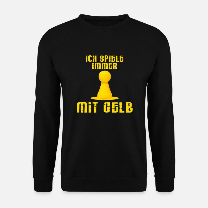 ICH SPIELE IMMER MIT GELB - BRETTSPIEL - Unisex Pullover - Schwarz