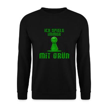 ICH SPIELE IMMER MIT GRÜN - BRETTSPIEL - Unisex Pullover - Schwarz - Vorne - Alina (178cm) & Michal (187cm)