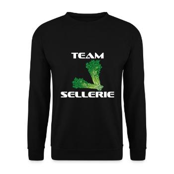 TEAM SELLERIE LUSTIGER SPRUCH GESCHENK - Unisex Pullover - Schwarz - Vorne - Alina (178cm) & Michal (187cm)