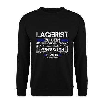 LAGERIST ZU SEIN... - Unisex Pullover - Schwarz - Vorne - Alina (178cm) & Michal (187cm)