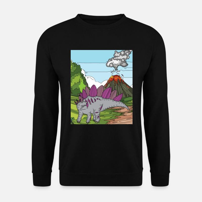 Uhrzeit Dino Vulkanausbruch Natur - Unisex Pullover - Schwarz