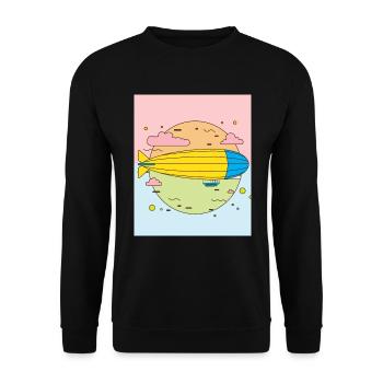 Retro Vintage Zeppelin Fliegen - Unisex Pullover - Schwarz - Vorne - Alina (178cm) & Michal (187cm)