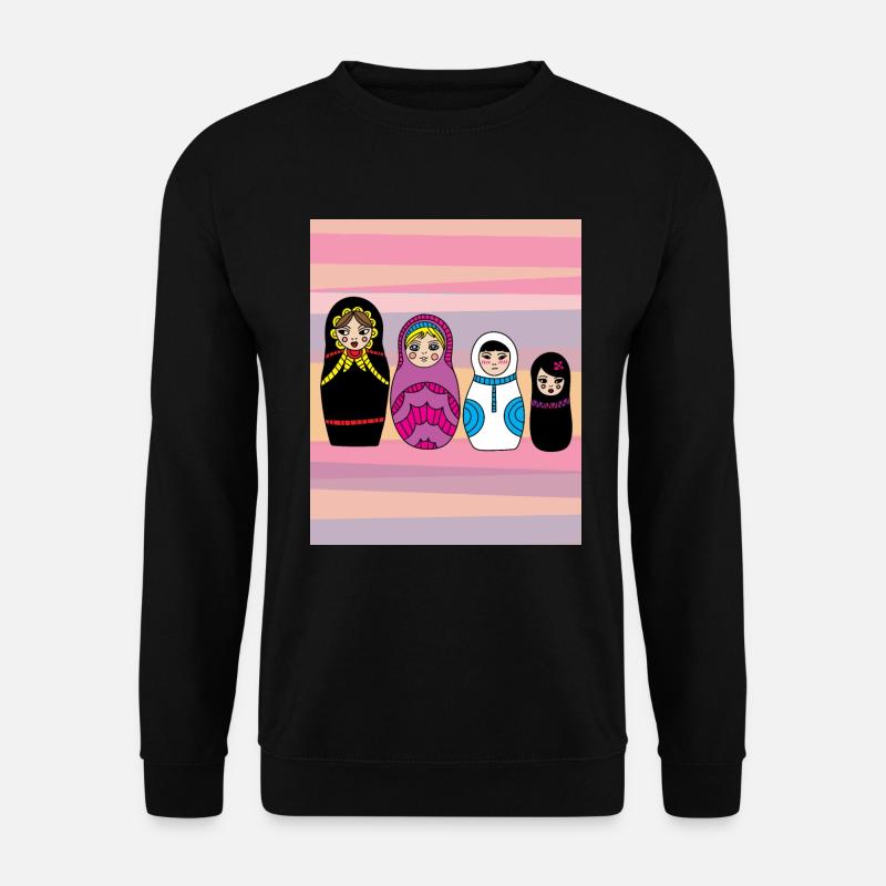 Babuschka russische Holzpuppen - Unisex Pullover - Schwarz