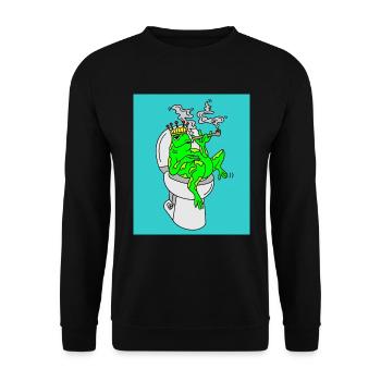 Rauchender Frosch auf dem Klo - Unisex Pullover - Schwarz - Vorne - Alina (178cm) & Michal (187cm)