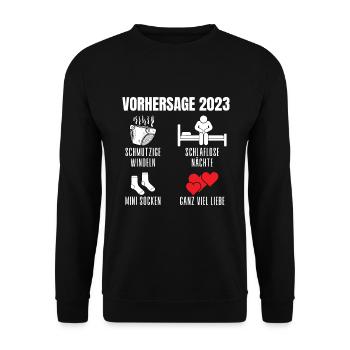 VORHERSAGE 2023 WERDENDE MAMA WERDENDER PAPA - Unisex Pullover - Schwarz - Vorne - Alina (178cm) & Michal (187cm)
