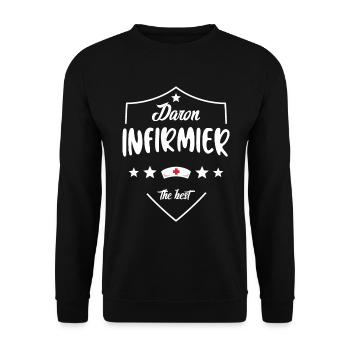 Daron Infirmier Pour Papa Infirmier - Sweat-shirt Unisexe - noir - Devant - Alina (178cm) & Michal (187cm)