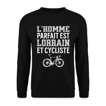 L'Homme Parfait Est Lorrain Cycliste - Sweat-shirt Unisexe - noir - Devant - Alina (178cm) & Michal (187cm)