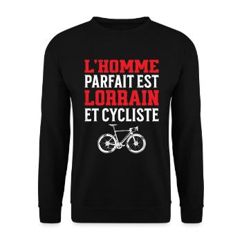 L'Homme Parfait Est Lorrain Cycliste - Sweat-shirt Unisexe - noir - Devant - Alina (178cm) & Michal (187cm)