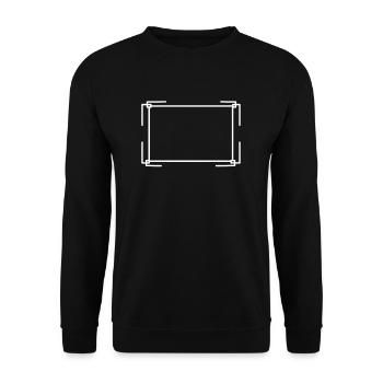 Rectangular frame in white basic text - Unisex Sweatshirt - black - Front - Alina (178cm) & Michal (187cm)