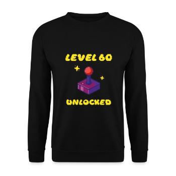 60. Geburtstag - Level 60 Unlocked 16 bit Joystick - Unisex Pullover - Schwarz - Vorne - Alina (178cm) & Michal (187cm)