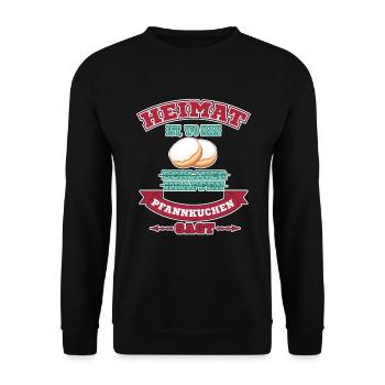 Home Pancake East Germany Saying Roots - Unisex Sweatshirt - black - Front - Alina (178cm) & Michal (187cm)