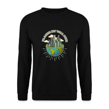 Plastic 90S Climate Protection Environment - Unisex Sweatshirt - black - Front - Alina (178cm) & Michal (187cm)