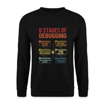 6 Stages of Debugging Full Stack Coder Software - Unisex Sweatshirt - black - Front - Alina (178cm) & Michal (187cm)