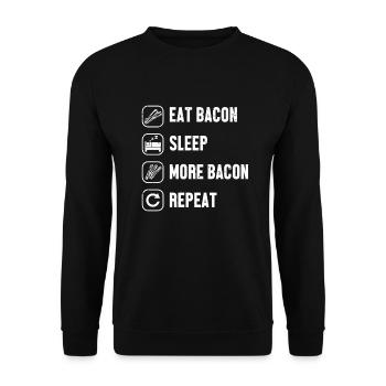 Anti Vegetarian Eat Sleep Bacon Repeat Bacon - Unisex Sweatshirt - black - Front - Alina (178cm) & Michal (187cm)