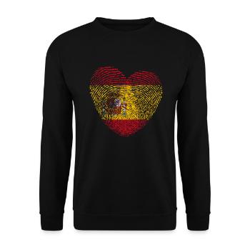 Spanien Flagge Fingerabdruck - Unisex Pullover - Schwarz - Vorne - Alina (178cm) & Michal (187cm)