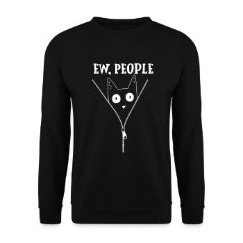 Introvertierte Katze Ew People - Unisex Pullover - Schwarz - Vorne - Alina (178cm) & Michal (187cm)