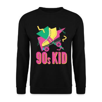 90er Retro mit Rollschuh - Unisex Pullover - Schwarz - Vorne - Alina (178cm) & Michal (187cm)