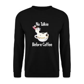 No Talkie Before Coffee Vicuna Guanaco Llama - Unisex Sweatshirt - black - Front - Alina (178cm) & Michal (187cm)