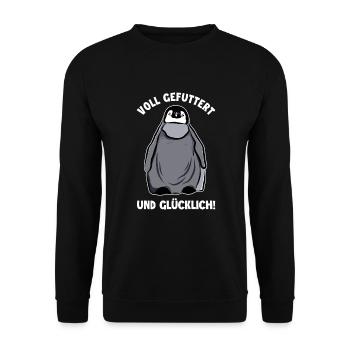 Voll Gefuttert und Glücklich Kaiserpinguin - Unisex Pullover - Schwarz - Vorne - Alina (178cm) & Michal (187cm)