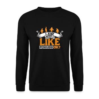 I Really Like Penguins King Emperor Sea Bird - Unisex Sweatshirt - black - Front - Alina (178cm) & Michal (187cm)