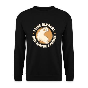 I Like Alpacas And Maybe 3 People Lama Pako - Unisex Pullover - Schwarz - Vorne - Alina (178cm) & Michal (187cm)