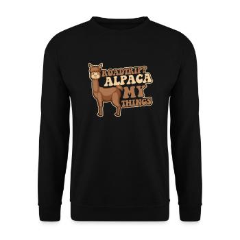 Roadtrip Alpaca My Things Llama Vicuna Guanaco - Unisex Sweatshirt - black - Front - Alina (178cm) & Michal (187cm)