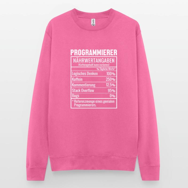 Programmierer Nährwertangaben Developer Coder Unisex Pullover