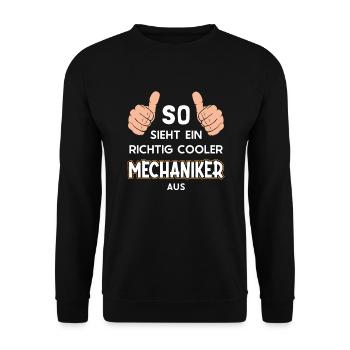 So sieht ein cooler Mechaniker aus Meister Kfz - Unisex Pullover - Schwarz - Vorne - Alina (178cm) & Michal (187cm)