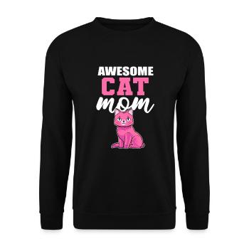Awesome Cat Mom Hauskatze Miezekatze Kätzchen - Unisex Pullover - Schwarz - Vorne - Alina (178cm) & Michal (187cm)