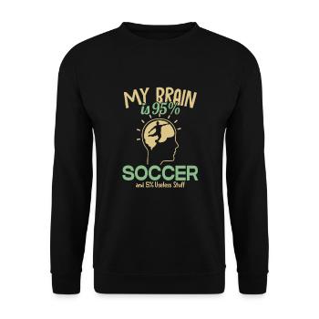 My Brain is 95% Soccer Fußballgott Fußballspieler - Unisex Pullover - Schwarz - Vorne - Alina (178cm) & Michal (187cm)