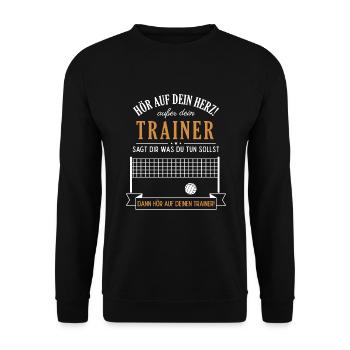 Hör auf dein Herz Trainer Volleyballspieler - Unisex Pullover - Schwarz - Vorne - Alina (178cm) & Michal (187cm)