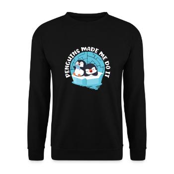 Penguins made me do it Sea Bird King Emperor - Unisex Sweatshirt - black - Front - Alina (178cm) & Michal (187cm)
