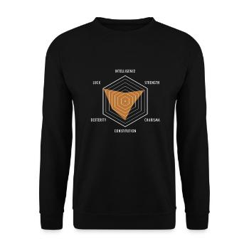 Stats du personnage PnP RPG Jeu de rôle Tabletop - Sweat-shirt Unisexe - noir - Devant - Alina (178cm) & Michal (187cm)