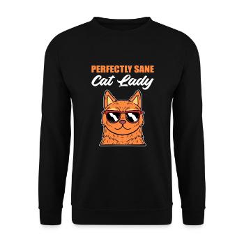 Perfectly Sane Cat Lady Kätzchen Hauskatze - Unisex Pullover - Schwarz - Vorne - Alina (178cm) & Michal (187cm)
