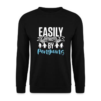 Easily distracted by Penguins King Emperor Sea - Unisex Sweatshirt - black - Front - Alina (178cm) & Michal (187cm)