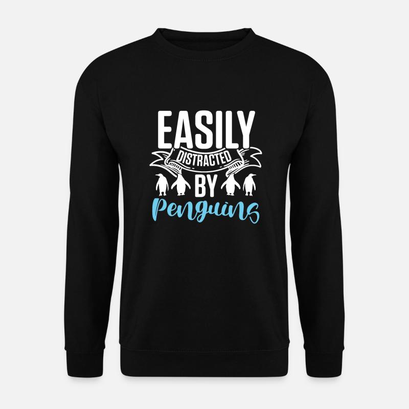 Easily distracted by Penguins Kaiserpinguin - Unisex Pullover - Schwarz