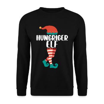 Weihnachts Elf Partnerlook Design Xmas Elfen - Unisex Pullover - Schwarz - Vorne - Alina (178cm) & Michal (187cm)