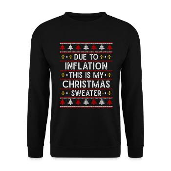 Hässlicher Weihnachtspulli wegen Inflation - Unisex Pullover - Schwarz - Vorne - Alina (178cm) & Michal (187cm)