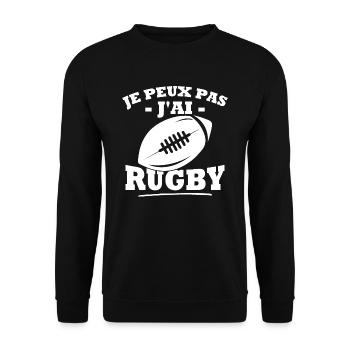 Je peux pas j'ai rugby - Sweat-shirt Unisexe - noir - Devant - Alina (178cm) & Michal (187cm)