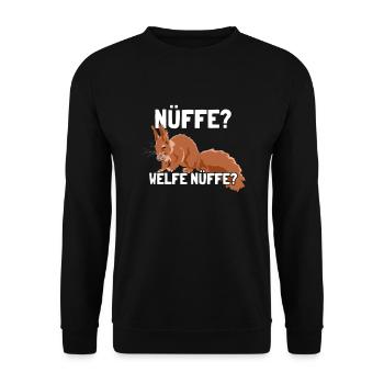 Nüffe Welfe Nüffe Grauhörnchen Squirrel - Unisex Pullover - Schwarz - Vorne - Alina (178cm) & Michal (187cm)