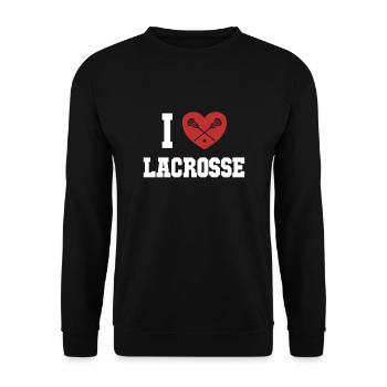 I love Lacrosse Lax Player Polocrosse - Unisex Sweatshirt - black - Front - Alina (178cm) & Michal (187cm)