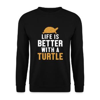 La vie est meilleure avec une tortue tortue - Sweat-shirt Unisexe - noir - Devant - Alina (178cm) & Michal (187cm)