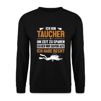 Taucher hat immer Recht Tauchermaske - Unisex Pullover - Schwarz - Vorne - Alina (178cm) & Michal (187cm)