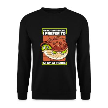 Pas antisocial préfère rester à la maison Tortue - Sweat-shirt Unisexe - noir - Devant - Alina (178cm) & Michal (187cm)
