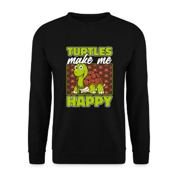Turtles Make Me Happy Tortoise Turtle - Unisex Sweatshirt - black - Front - Alina (178cm) & Michal (187cm)