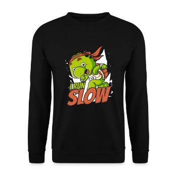 I Run Slow Water Turtle Giant Tortoise - Unisex Sweatshirt - black - Front - Alina (178cm) & Michal (187cm)