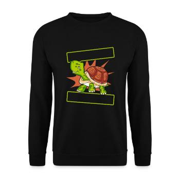 Hands Off My Turtle Giant Tortoise Turtle - Unisex Sweatshirt - black - Front - Alina (178cm) & Michal (187cm)