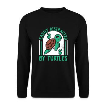 Easily Distracted By Turtles Aquatic Turtle - Unisex Sweatshirt - black - Front - Alina (178cm) & Michal (187cm)